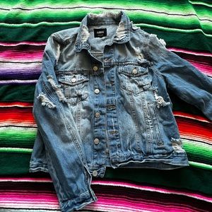 Distressed jean jacket